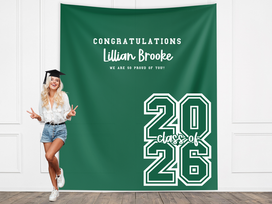 Varsity Letters Class of 2026 Graduation Party Banner Backdrop