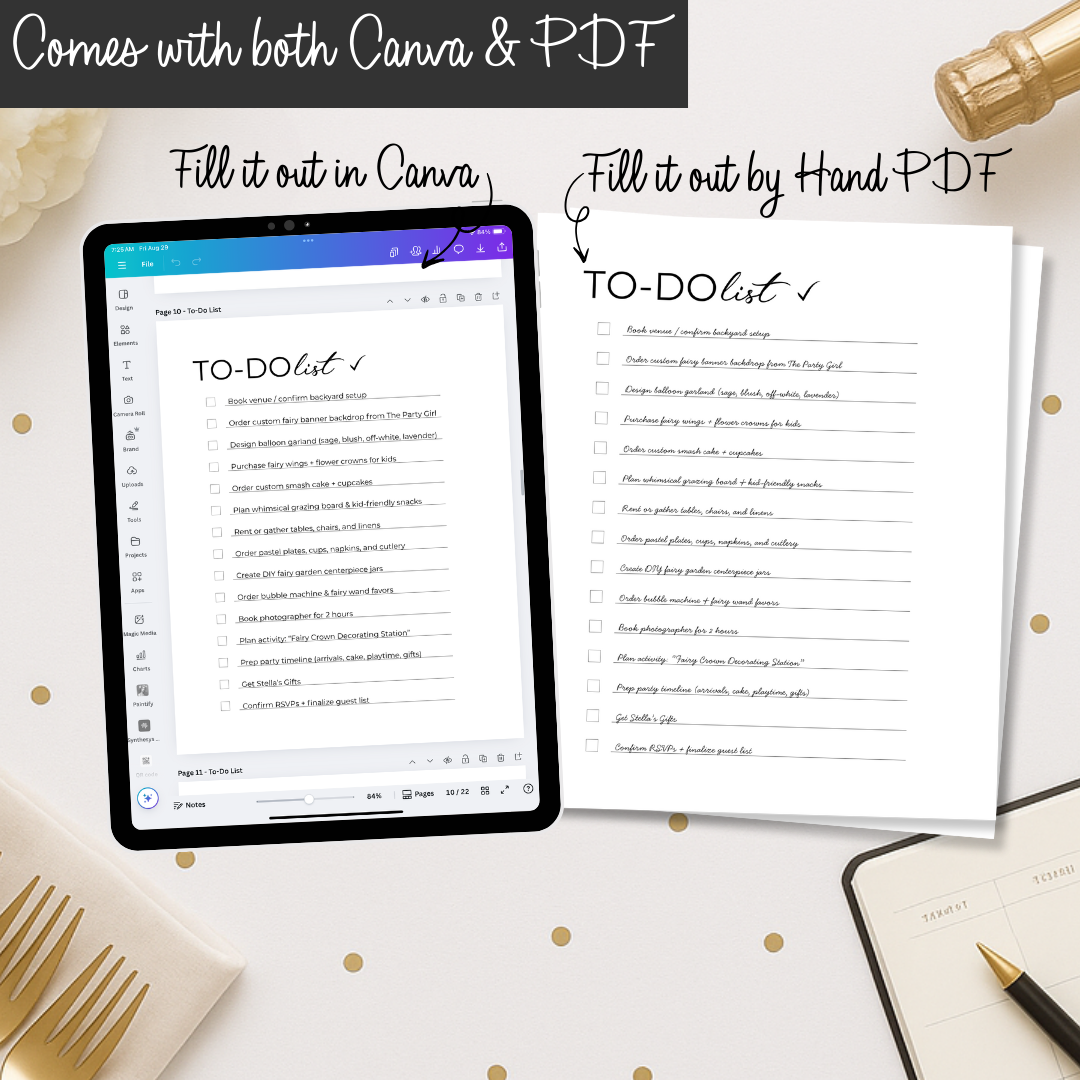 All-in-One Party Planner Workbook (PDF + Canva)