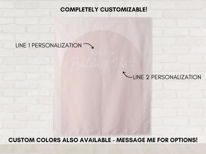 Arch Personalized Party Backdrop | Customizable Banner for Retro Boho Bachelorette, Baby Shower and Birthday Parties | Custom Text and Color