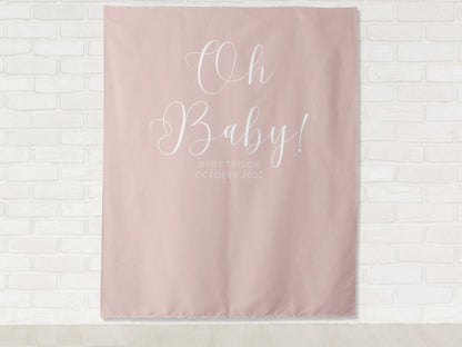 Oh Baby Personalized Baby Shower Banner | Boy or Girl Custom Party Backdrop