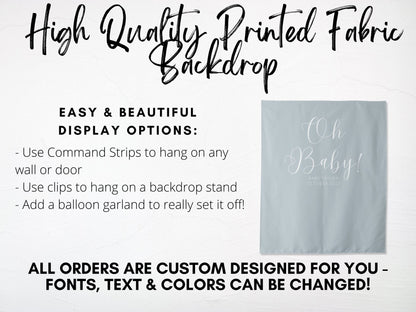 Oh Baby Personalized Baby Shower Banner | Boy or Girl Custom Party Backdrop