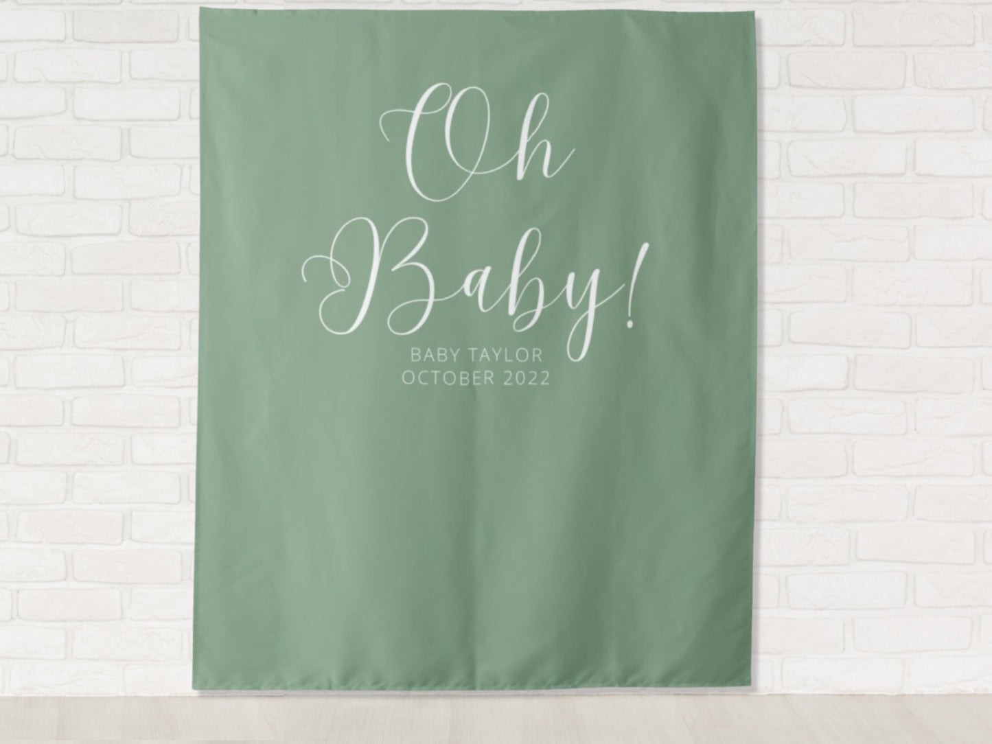 Oh Baby Personalized Baby Shower Banner | Boy or Girl Custom Party Backdrop