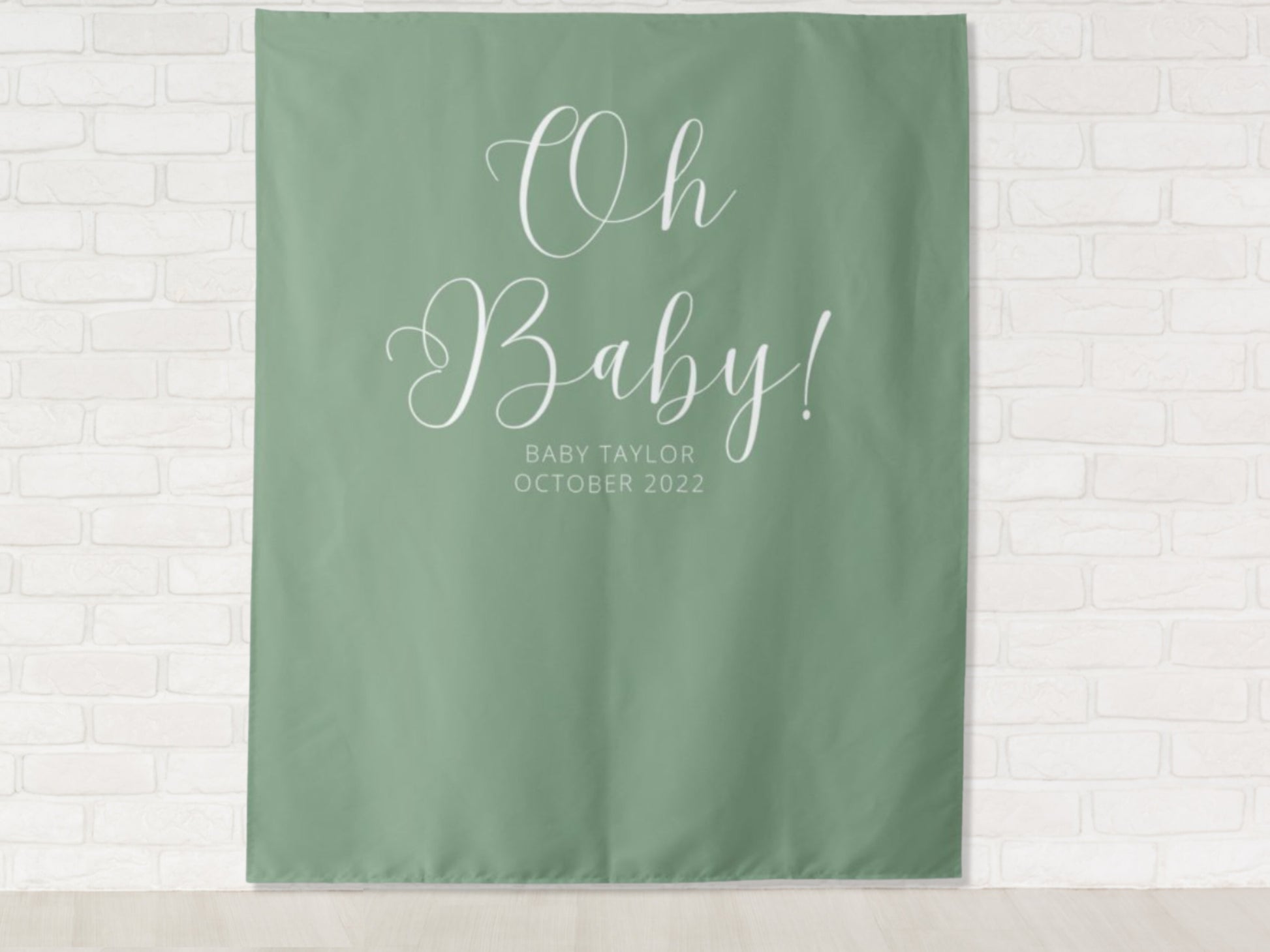 Oh Baby Personalized Baby Shower Banner | Boy or Girl Custom Party Backdrop