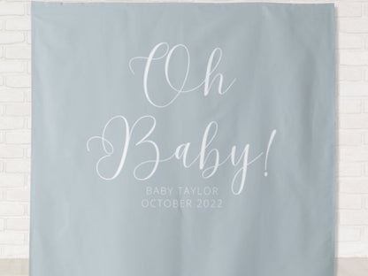 Oh Baby Personalized Baby Shower Banner | Boy or Girl Custom Party Backdrop