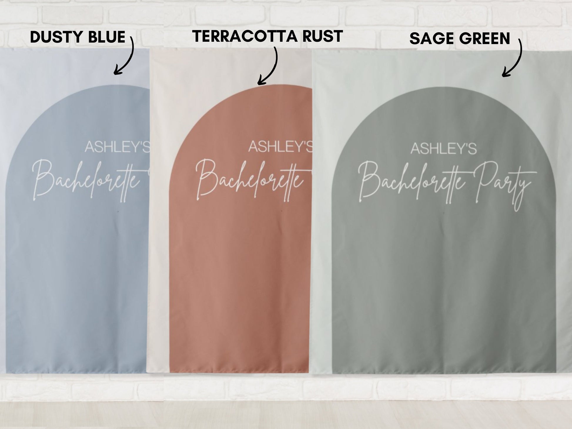 Arch Personalized Party Backdrop | Customizable Banner for Retro Boho Bachelorette, Baby Shower and Birthday Parties | Custom Text and Color