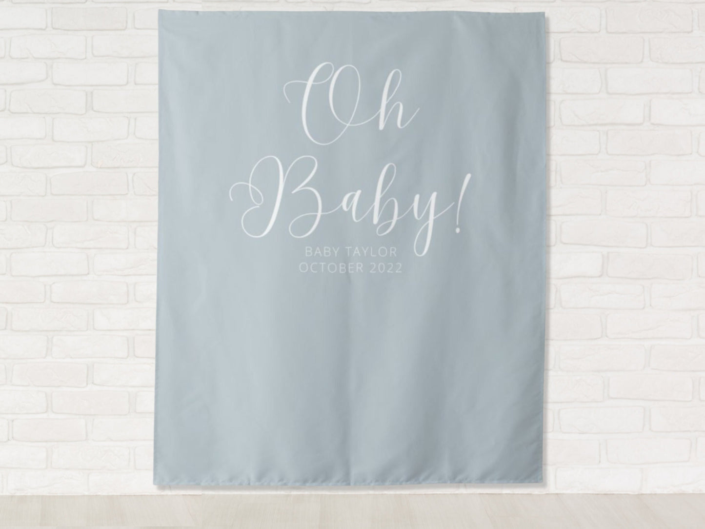 Oh Baby Personalized Baby Shower Banner | Boy or Girl Custom Party Backdrop