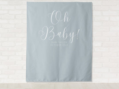 Oh Baby Personalized Baby Shower Banner | Boy or Girl Custom Party Backdrop