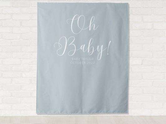 Oh Baby Personalized Baby Shower Banner | Boy or Girl Custom Party Backdrop