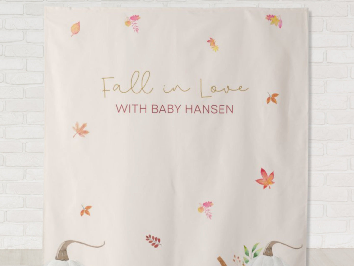 Fall in Love with Baby Personalized Baby Shower Backdrop | Custom Baby Shower or Gender Reveal Backdrop