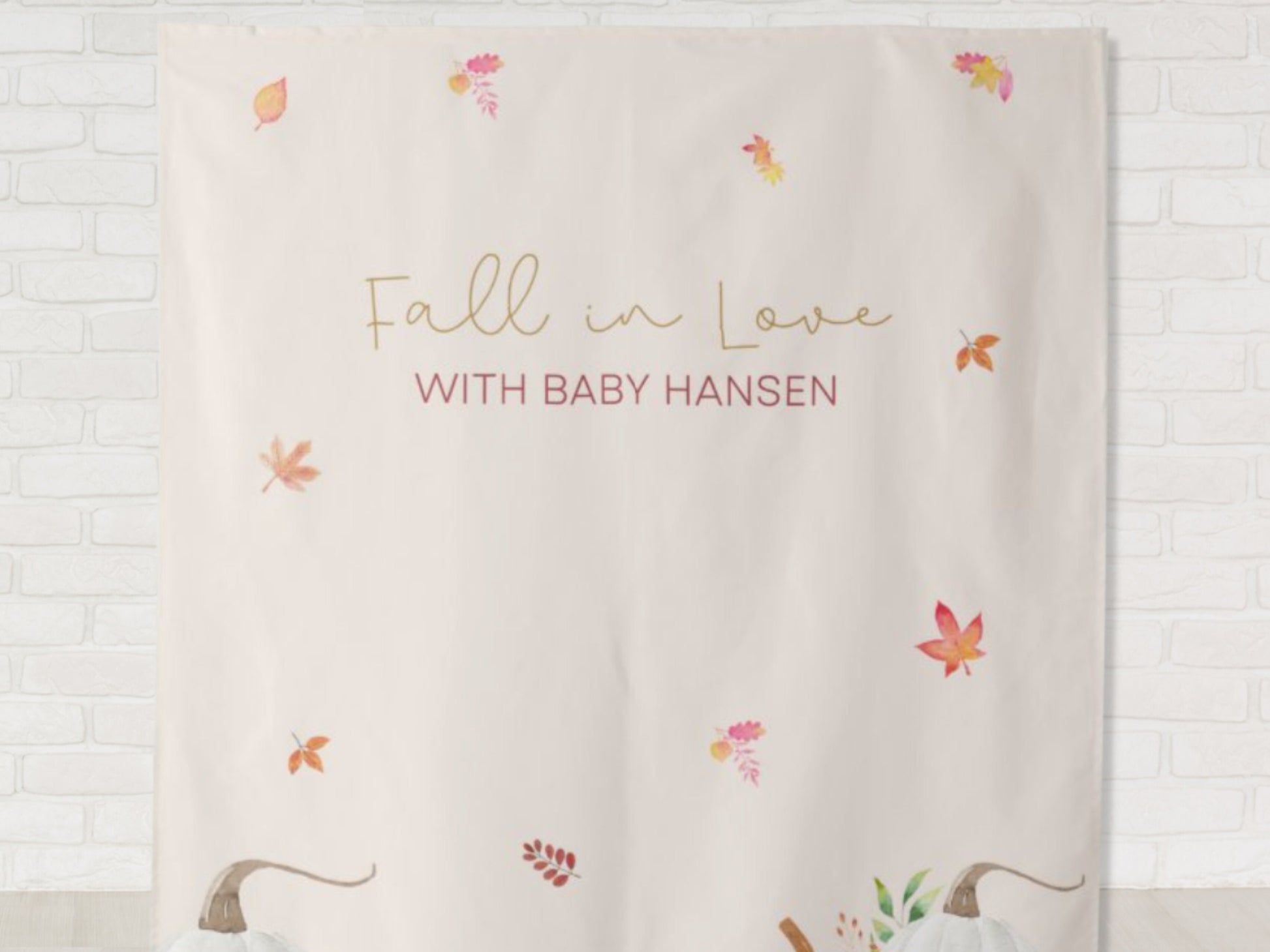 Fall in Love with Baby Personalized Baby Shower Backdrop | Custom Baby Shower or Gender Reveal Backdrop