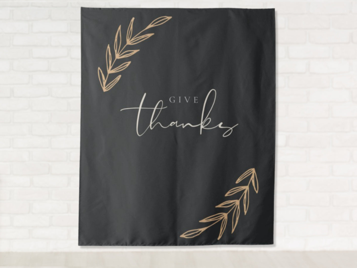 Give Thanks Boho Thanksgiving Custom Backdrop | Custom Thanksgiving or Friendsgiving Party Backdrop