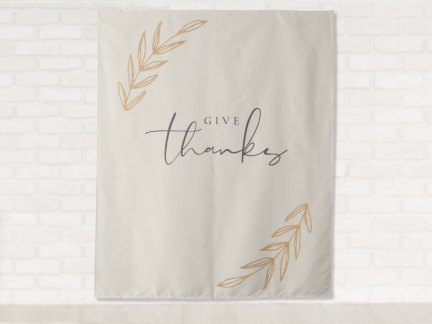 Give Thanks Boho Thanksgiving Custom Backdrop | Custom Thanksgiving or Friendsgiving Party Backdrop
