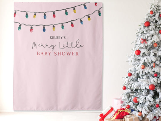 A Merry Little Baby Shower Custom Baby Shower Banner | Holiday Lights Baby Shower Décor | Backdrop for Balloon Garland | December Birthday