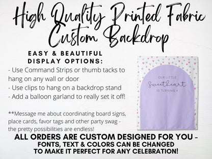 Our Little Sweetheart Arch and Hearts Custom Birthday Backdrop | Personalized Valentine's Day Photo Booth