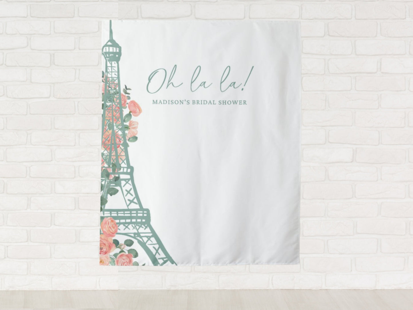 Oh La La! Eiffel Tower Custom Shower Backdrop | Personalized Bridal Shower or Bachelorette Party Photo Booth