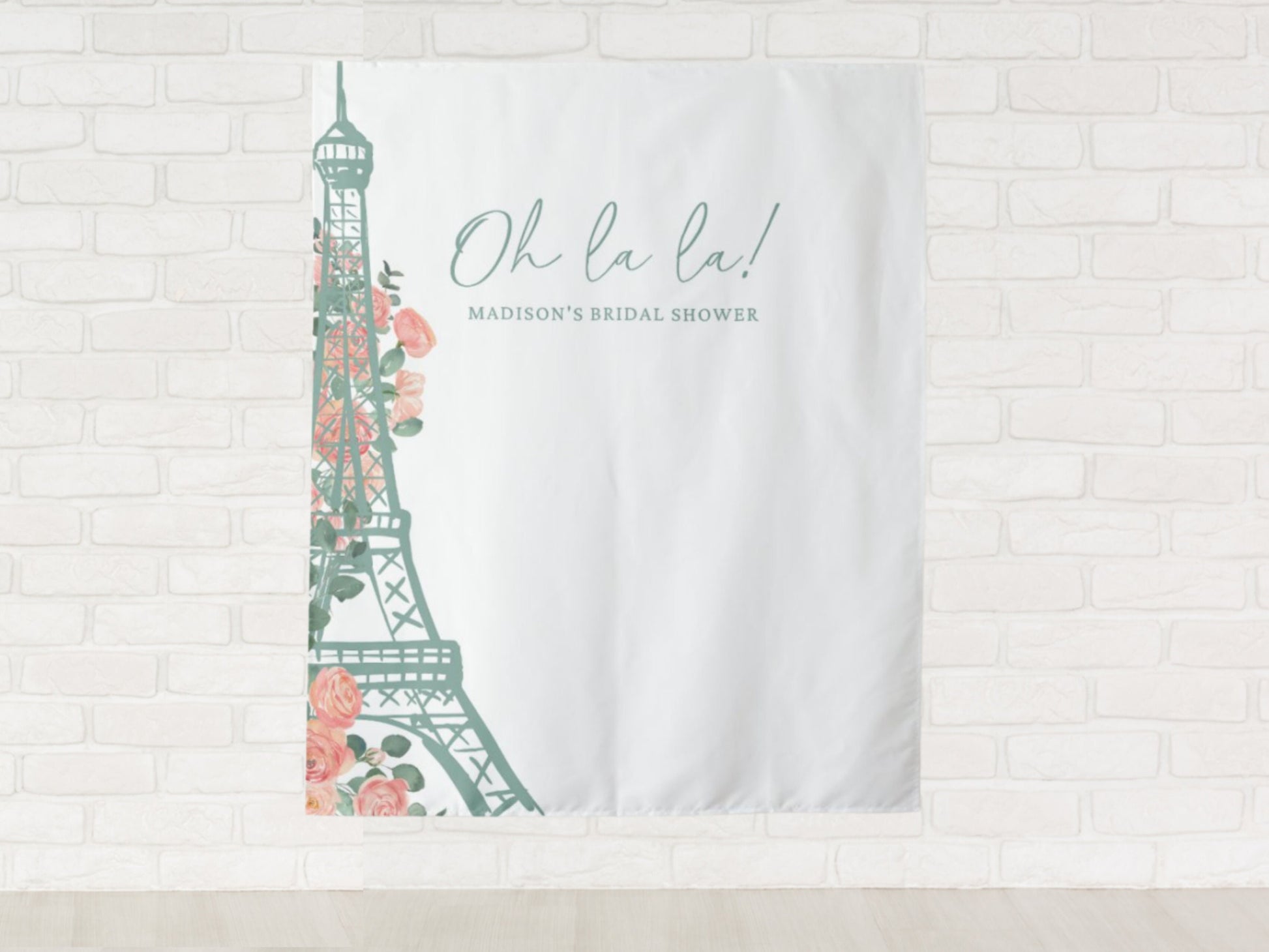 Oh La La! Eiffel Tower Custom Shower Backdrop | Personalized Bridal Shower or Bachelorette Party Photo Booth