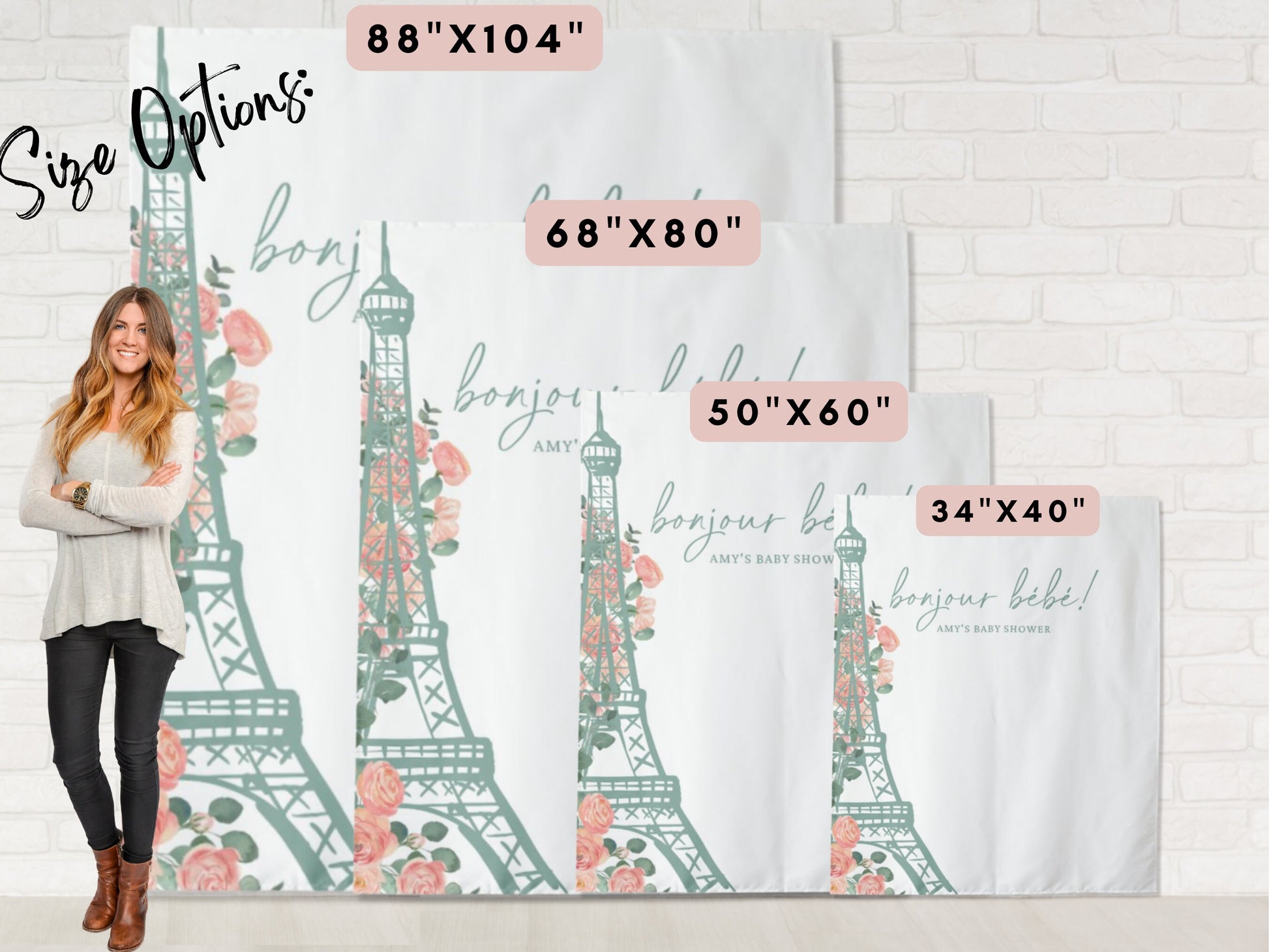 Oh La La! Eiffel Tower Custom Shower Backdrop | Personalized Bridal Shower or Bachelorette Party Photo Booth