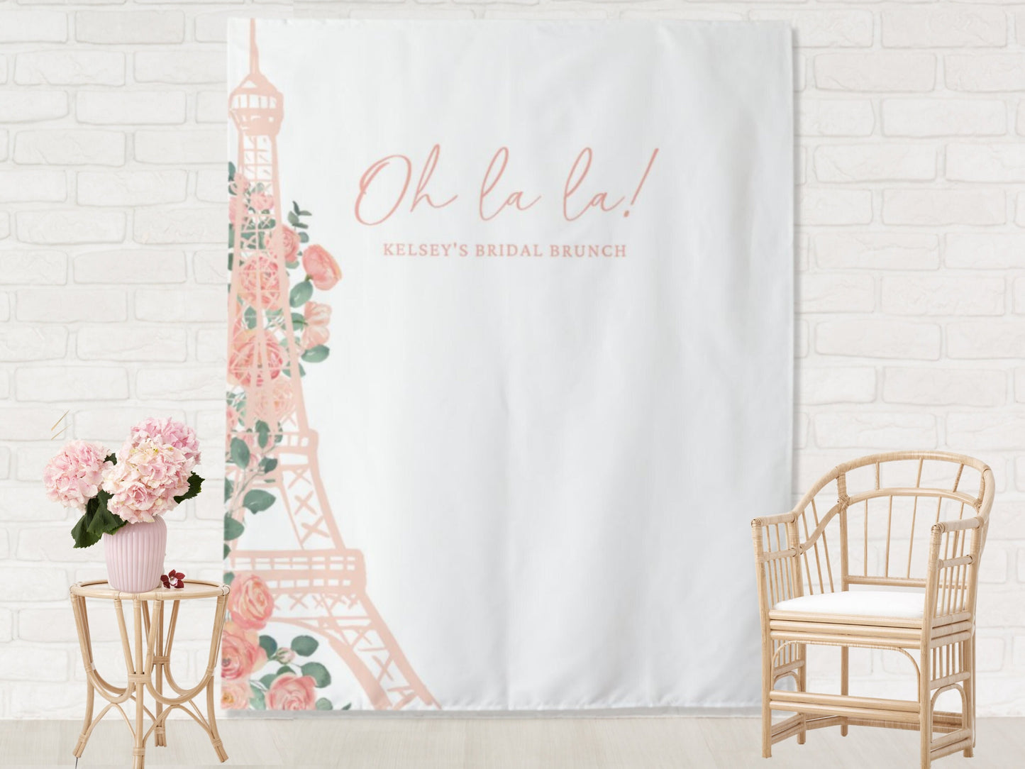 Oh La La! Eiffel Tower Custom Shower Backdrop | Personalized Bridal Shower or Bachelorette Party Photo Booth