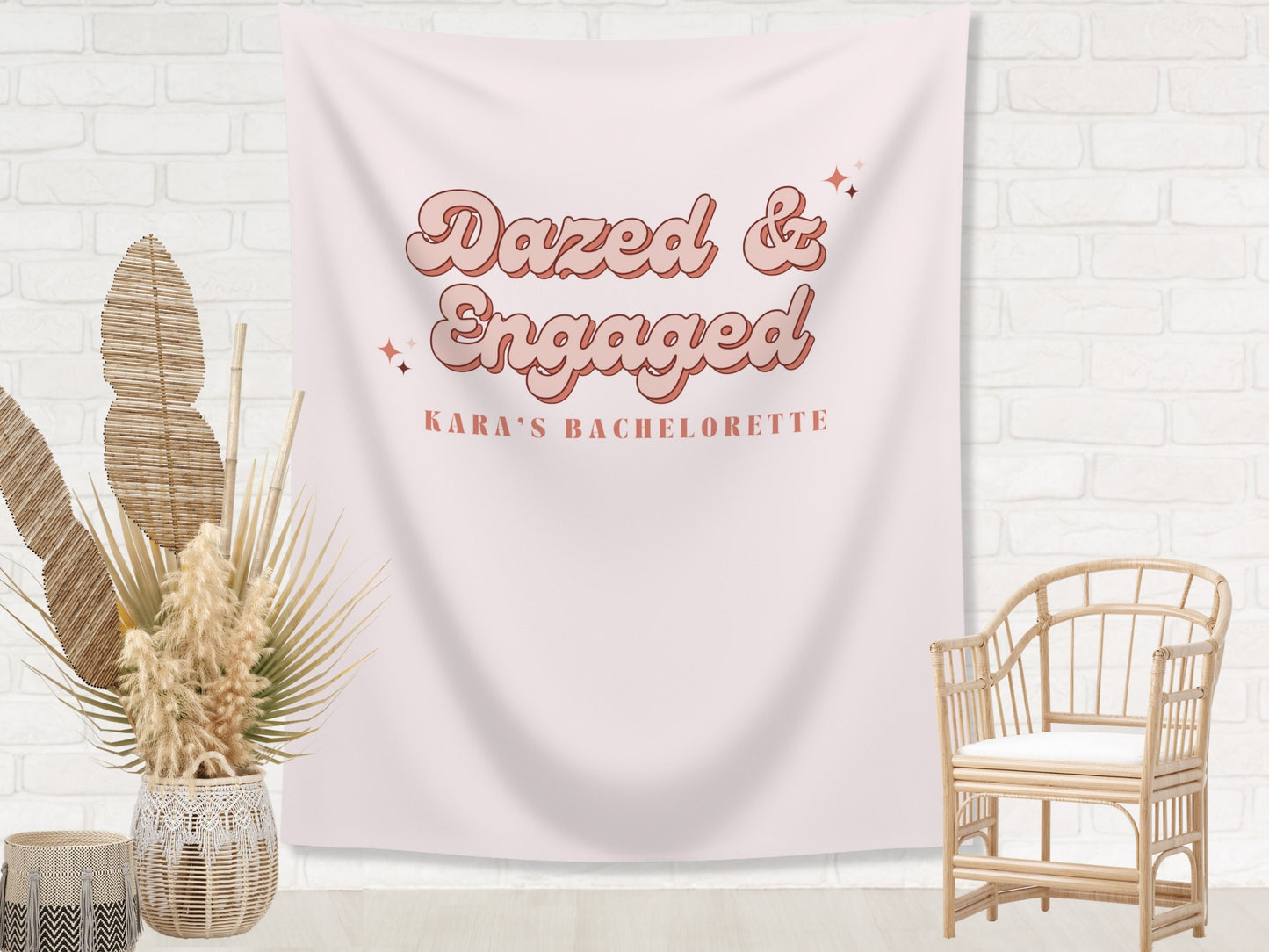 Dazed & Engaged Retro Bachelorette Weekend Custom Text Backdrop | Bachelorette Party Personalized Banner
