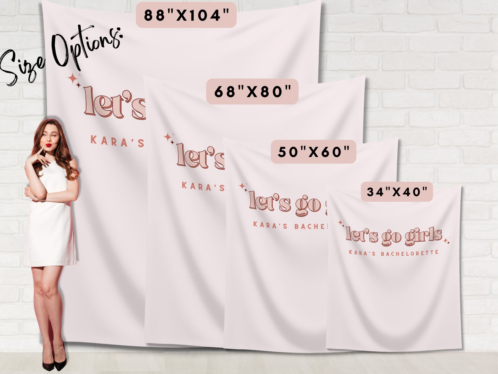 Let's Go Girls Bachelorette Weekend Custom Text Backdrop | Bachelorette Party Personalized Banner | Nashville or Austin Bach Party Décor