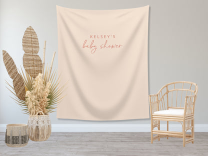 Simple Solid Text Backdrop | Custom Two Line Banner Script and Block | Bachelorette, Engagement, Bridal Shower, Baby Shower, Birthday Party