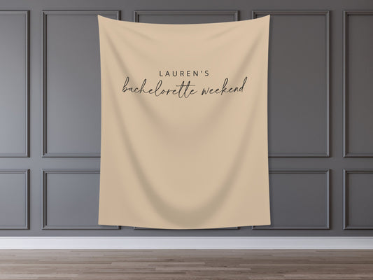 Simple Solid Text Backdrop | Custom Two Line Banner Script and Block | Bachelorette, Engagement, Bridal Shower, Baby Shower, Birthday Party
