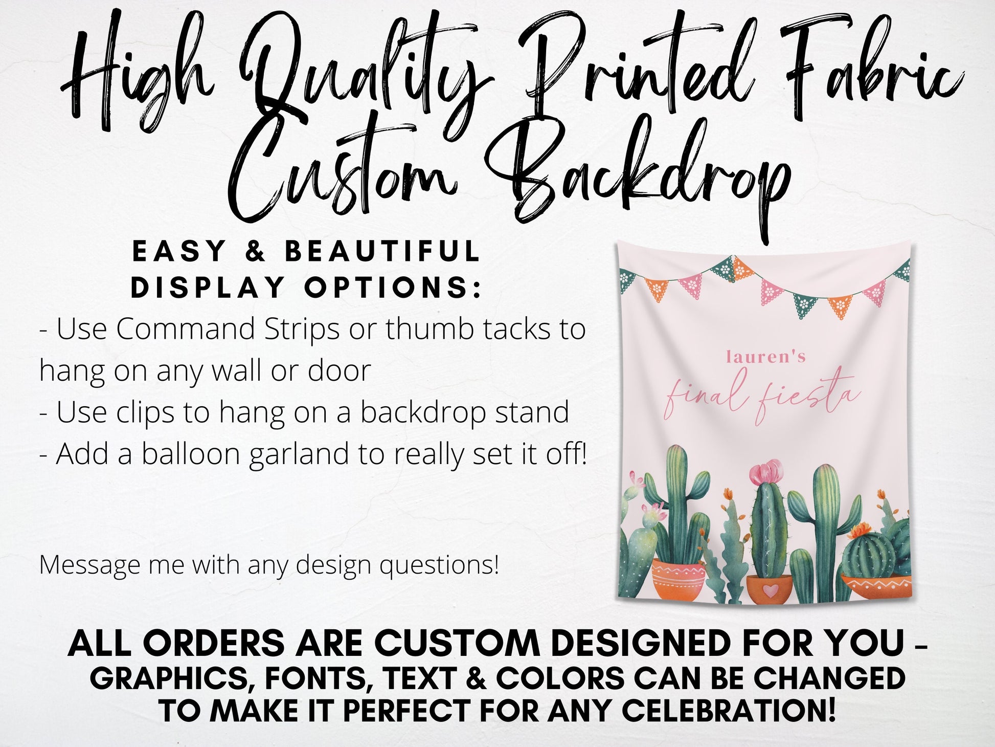 Boho Cactus Final Fiesta Bachelorette Custom Backdrop | Bachelorette Weekend Personalized Banner