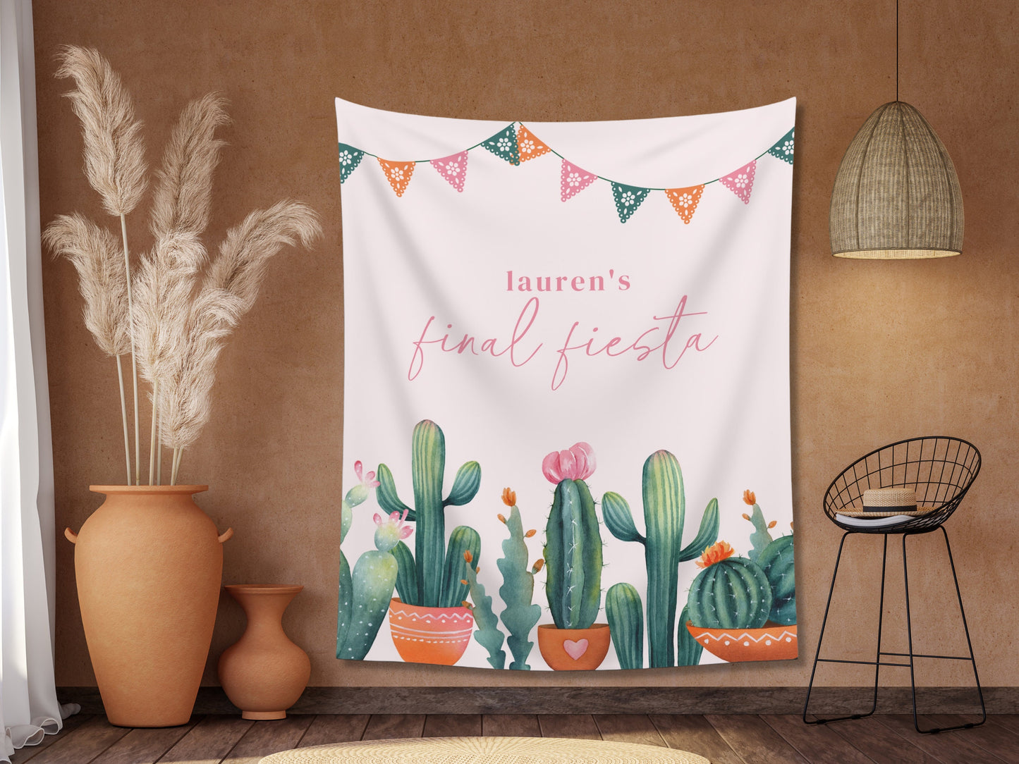Boho Cactus Final Fiesta Bachelorette Custom Backdrop | Bachelorette Weekend Personalized Banner