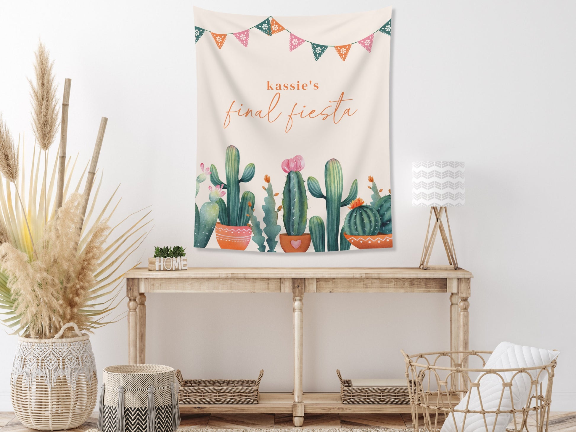 Boho Cactus Final Fiesta Bachelorette Custom Backdrop | Bachelorette Weekend Personalized Banner