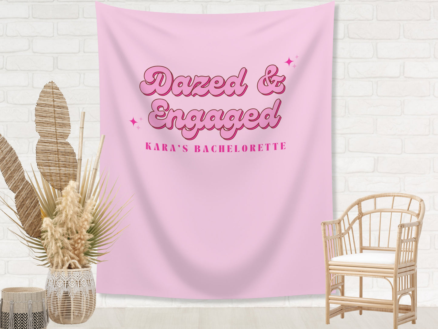 Dazed & Engaged Retro Bachelorette Weekend Custom Text Backdrop | Bachelorette Party Personalized Banner