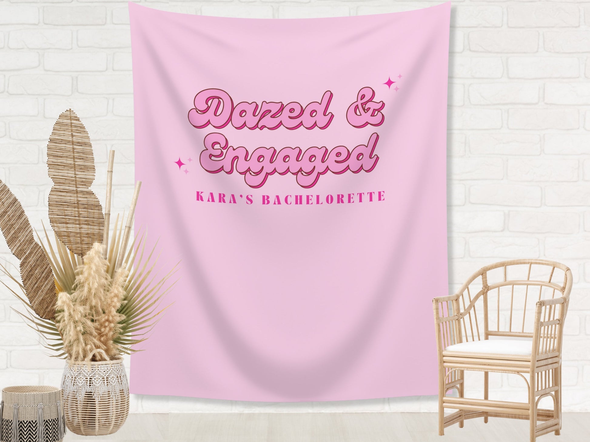 Dazed & Engaged Retro Bachelorette Weekend Custom Text Backdrop | Bachelorette Party Personalized Banner