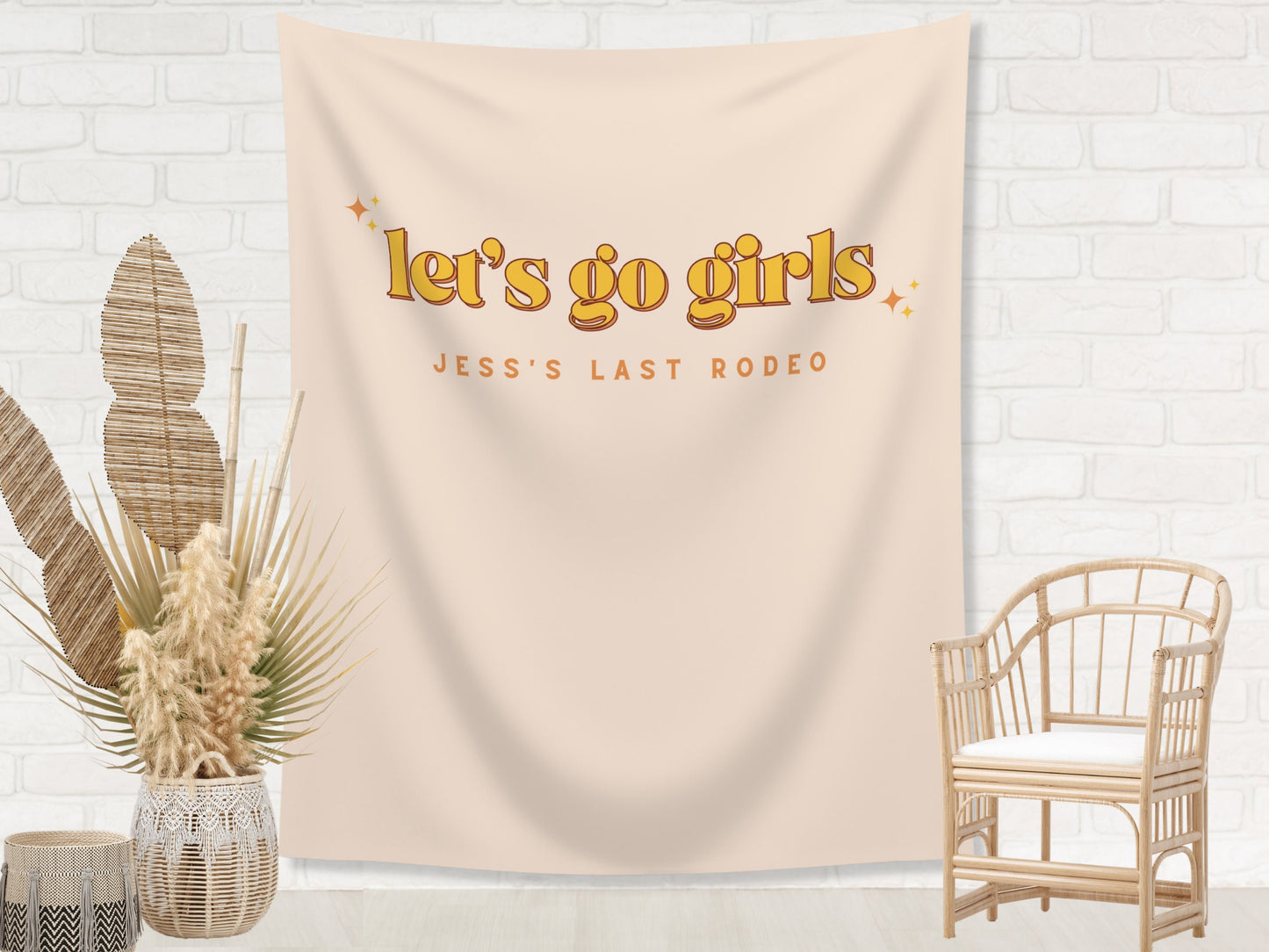 Let's Go Girls Bachelorette Weekend Custom Text Backdrop | Bachelorette Party Personalized Banner | Nashville or Austin Bach Party Décor