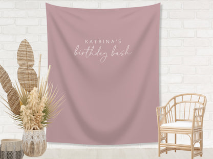 Simple Solid Text Backdrop | Custom Two Line Banner Script and Block | Bachelorette, Engagement, Bridal Shower, Baby Shower, Birthday Party
