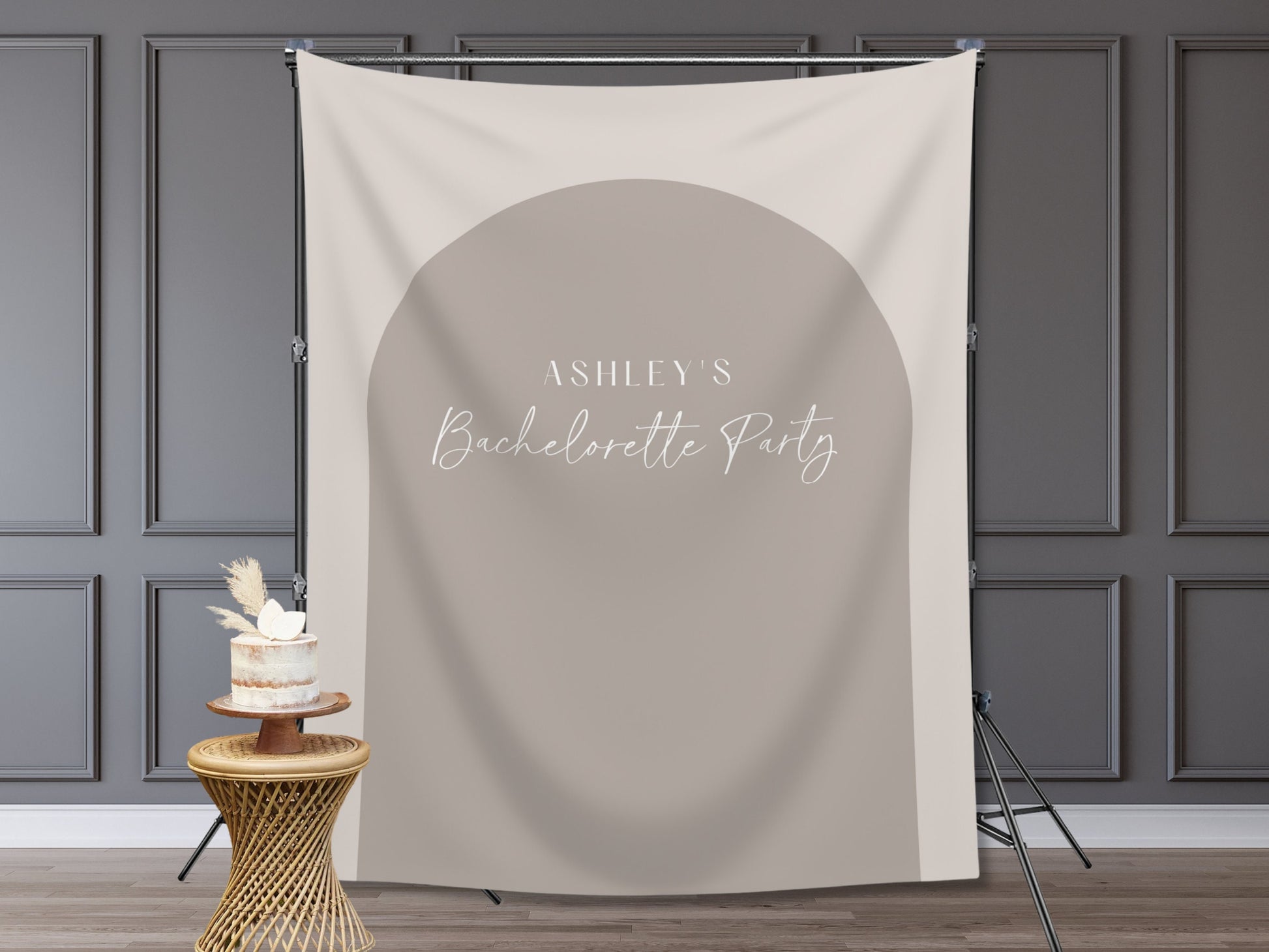 Arch Custom Text Party Banner| Personalized Arch Backdrop Retro Boho Bachelorette, Baby Shower and Birthday Party | Custom Name Banner