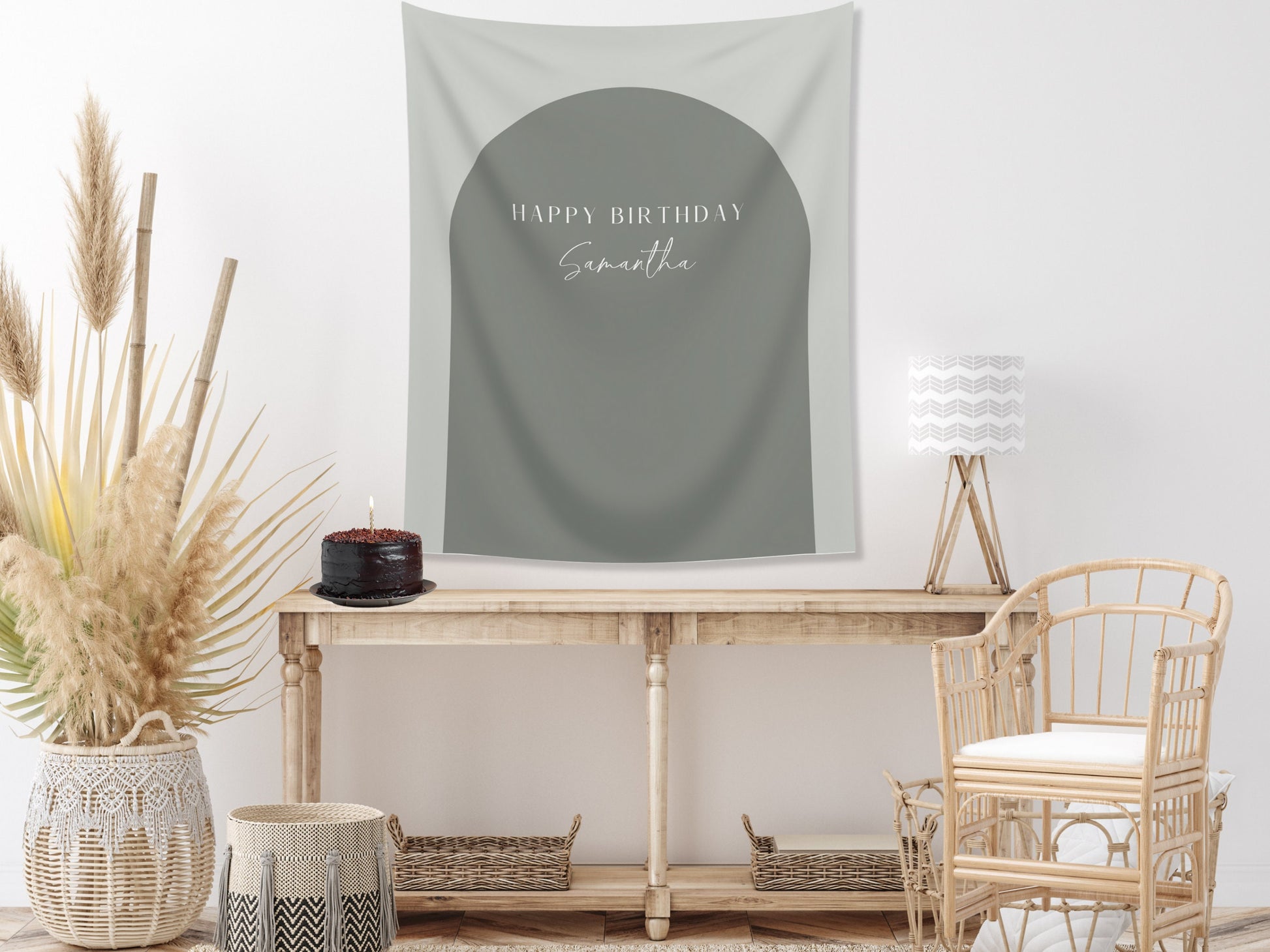 Arch Custom Text Party Banner| Personalized Arch Backdrop Retro Boho Bachelorette, Baby Shower and Birthday Party | Custom Name Banner