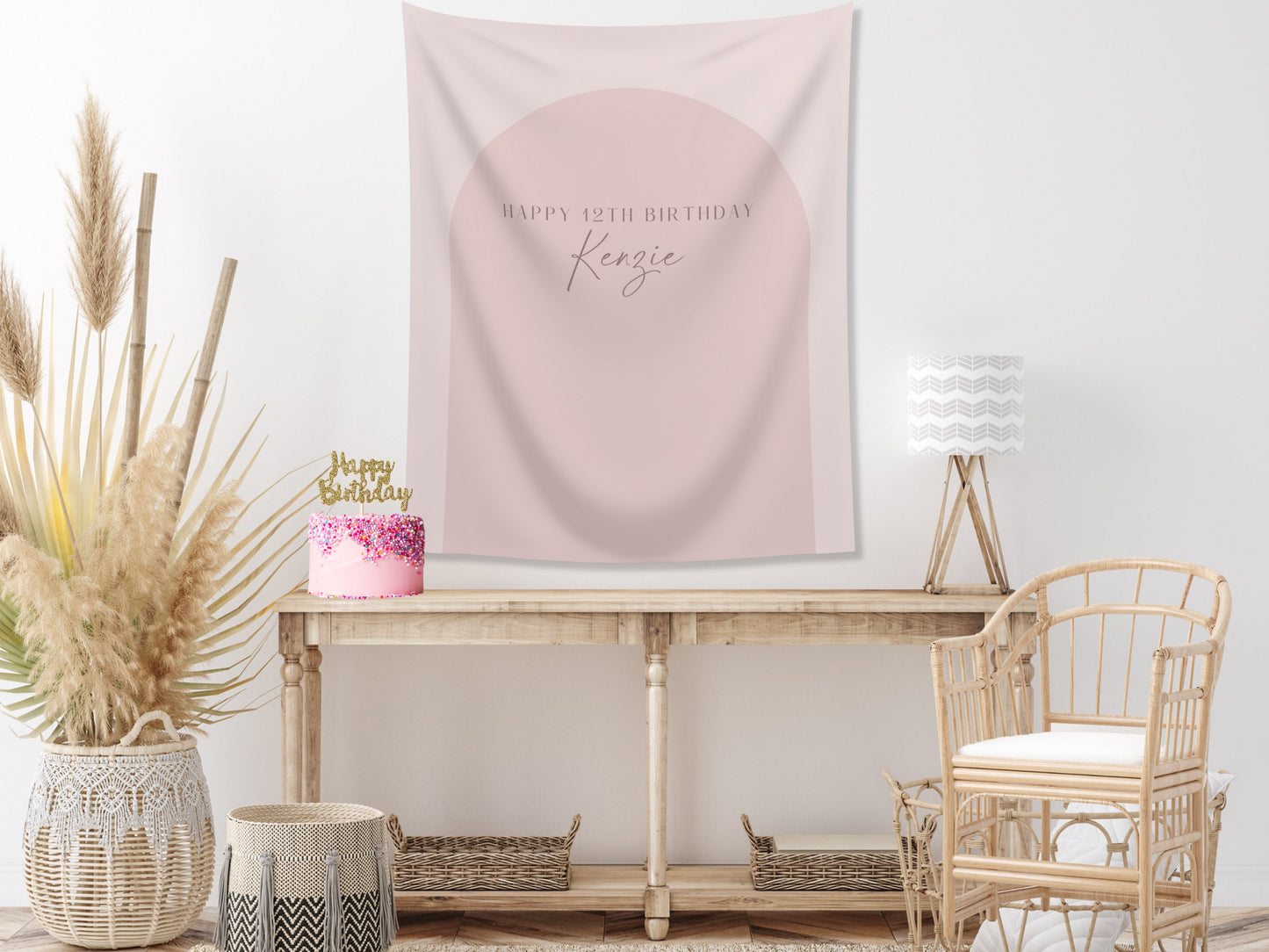Arch Custom Text Party Banner| Personalized Arch Backdrop Retro Boho Bachelorette, Baby Shower and Birthday Party | Custom Name Banner