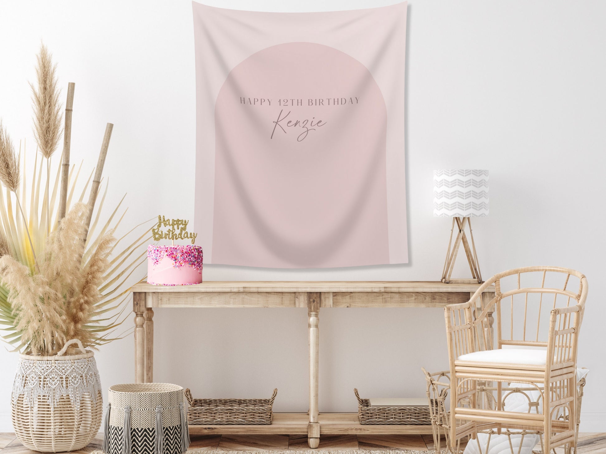 Arch Custom Text Party Banner| Personalized Arch Backdrop Retro Boho Bachelorette, Baby Shower and Birthday Party | Custom Name Banner