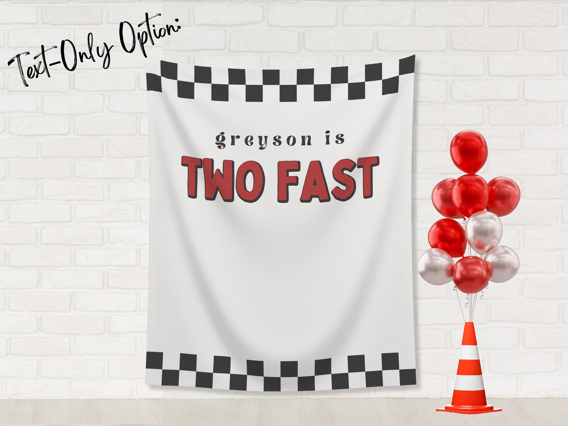 Two Fast Custom Birthday Backdrop | Personalized Fast One Race Car Party Photo Booth