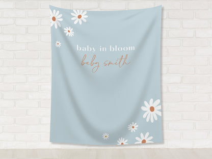 Retro Daisy Corner Custom Text Backdrop | Personalized Groovy Wild One Birthday, Baby Shower Bachelorette or Bridal Shower Photo Booth