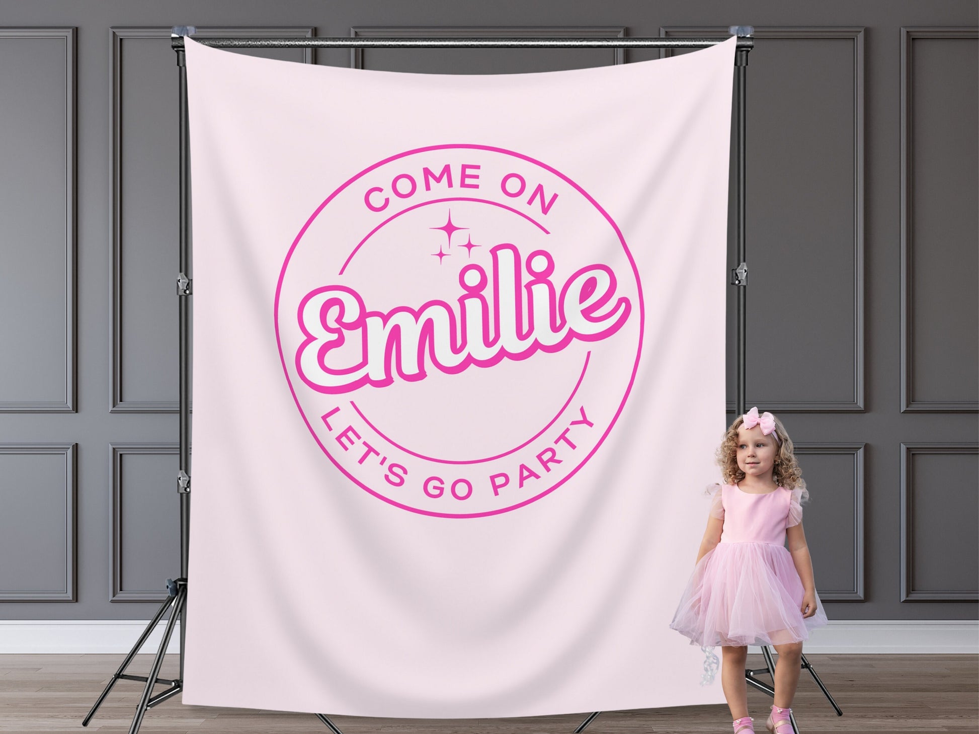 Come On Let's Go Party Customizable Birthday Backdrop | Pink Doll Party Personalized Banner | Let's Bachelorette Party | Girl Birthday Party