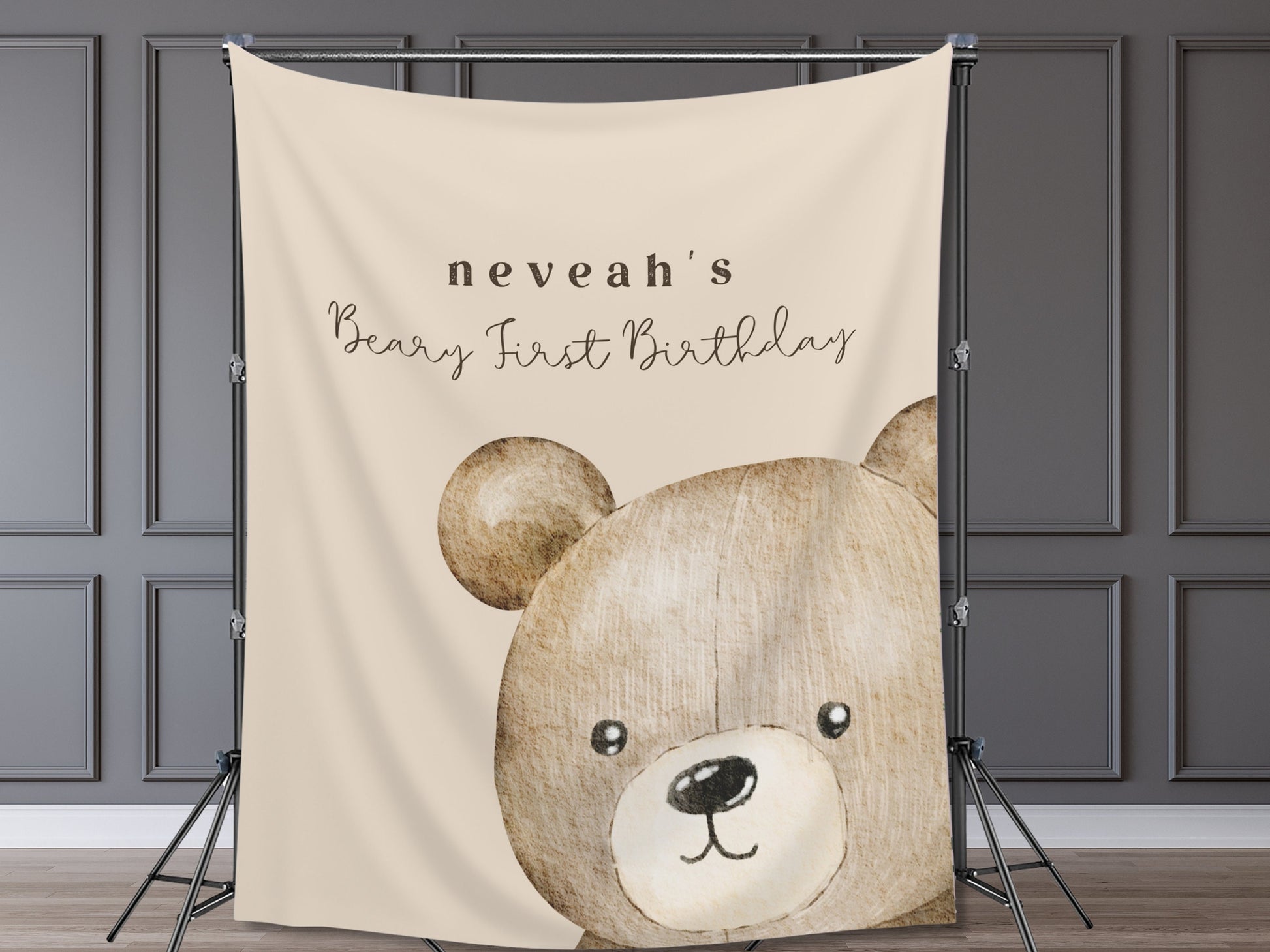 Beary First Birthday Party Customizable Banner | Bear-y 1st Birthday Boy | Teddy Bear Backdrop Décor | Bearly Wait Baby Shower Gender Reveal