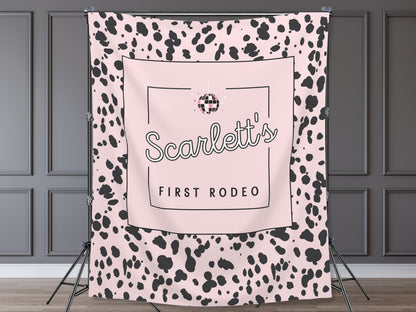 First Rodeo Customizable 1st Birthday Backdrop | Cow Print Custom Farm or Barn Party Banner
