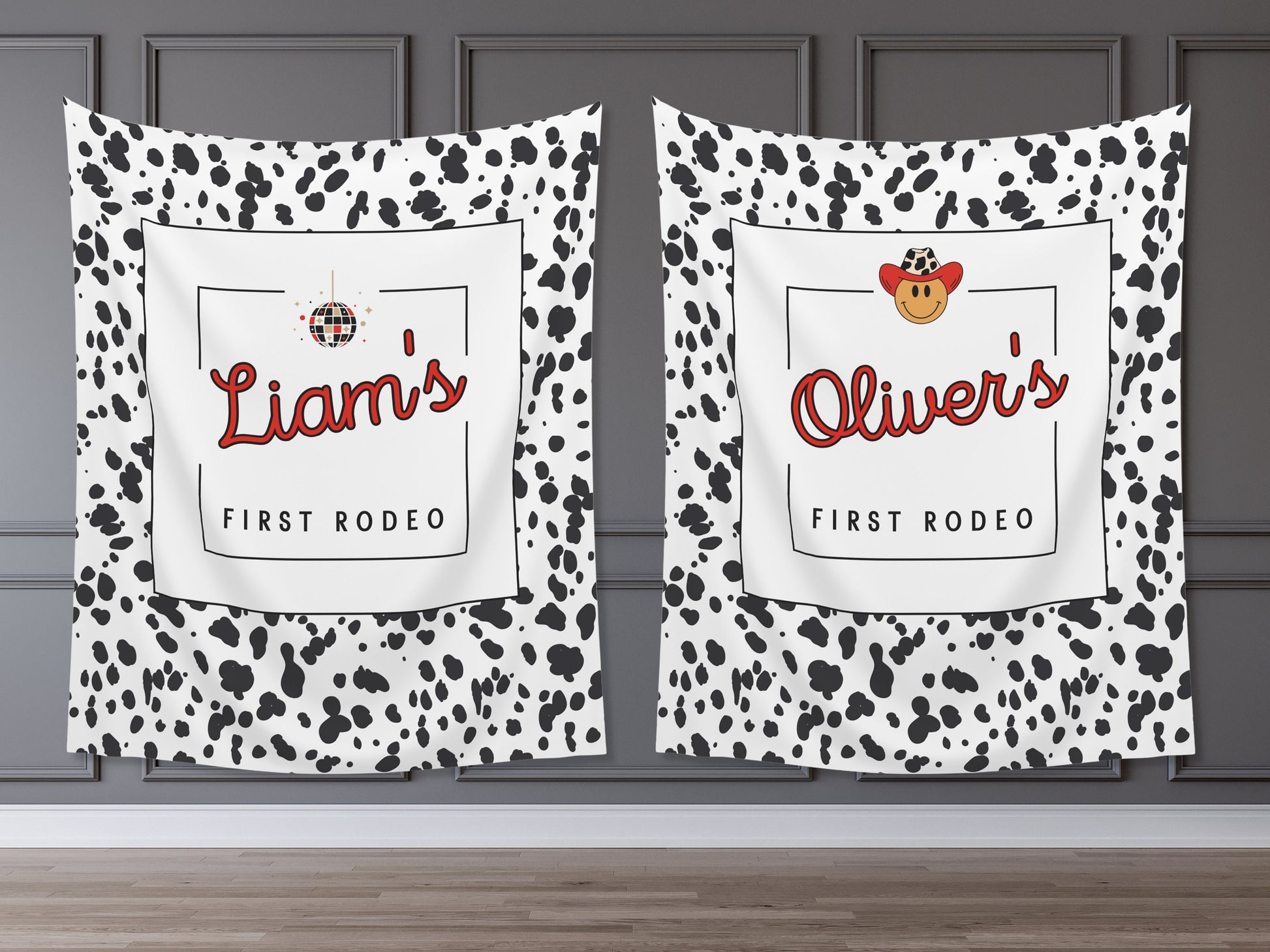 First Rodeo Customizable 1st Birthday Backdrop | Cow Print Custom Farm or Barn Party Banner