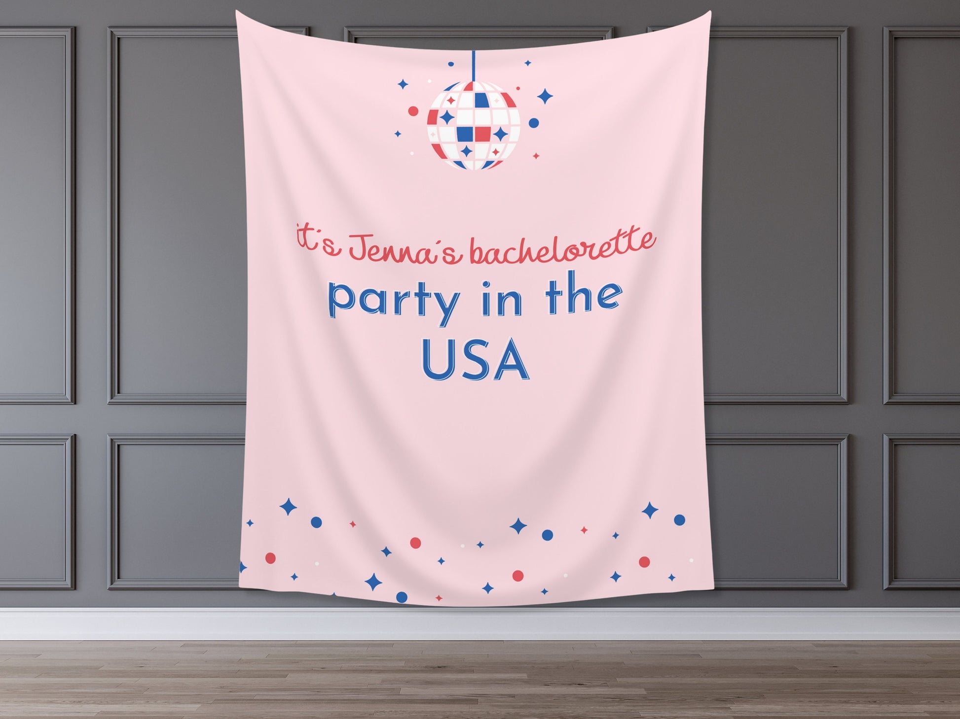 It's a Party in the USA Custom Text Party Backdrop | 4th of July Personalized Banner | Birthday, Bachelorette, 30th, Pool Party or BBQ Décor
