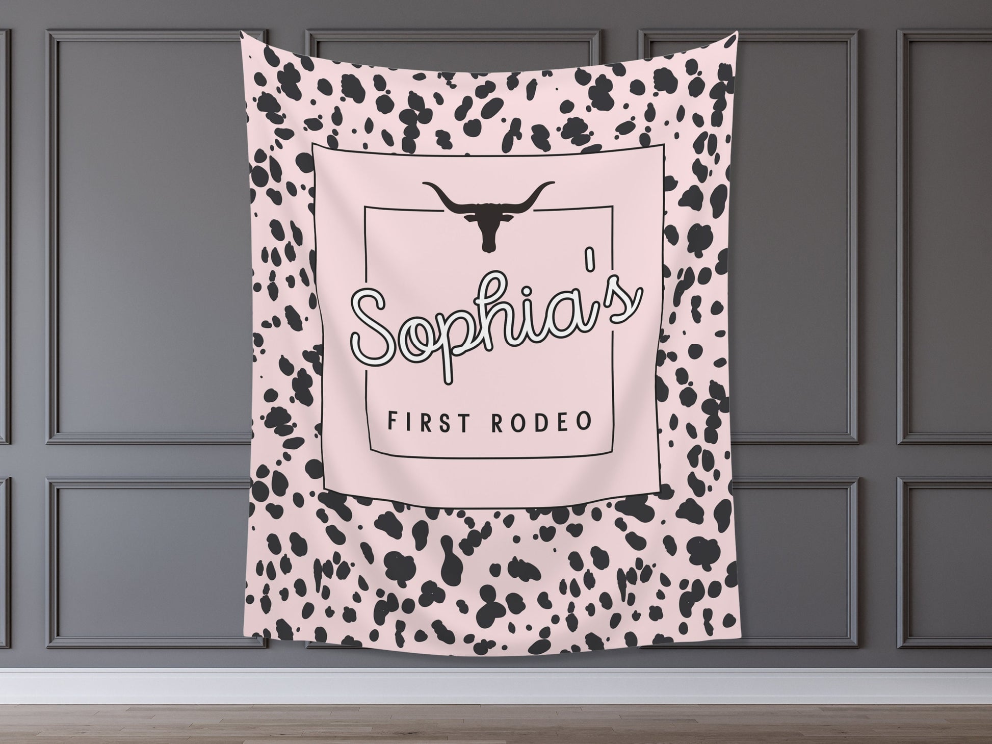 First Rodeo Customizable 1st Birthday Backdrop | Cow Print Custom Farm or Barn Party Banner