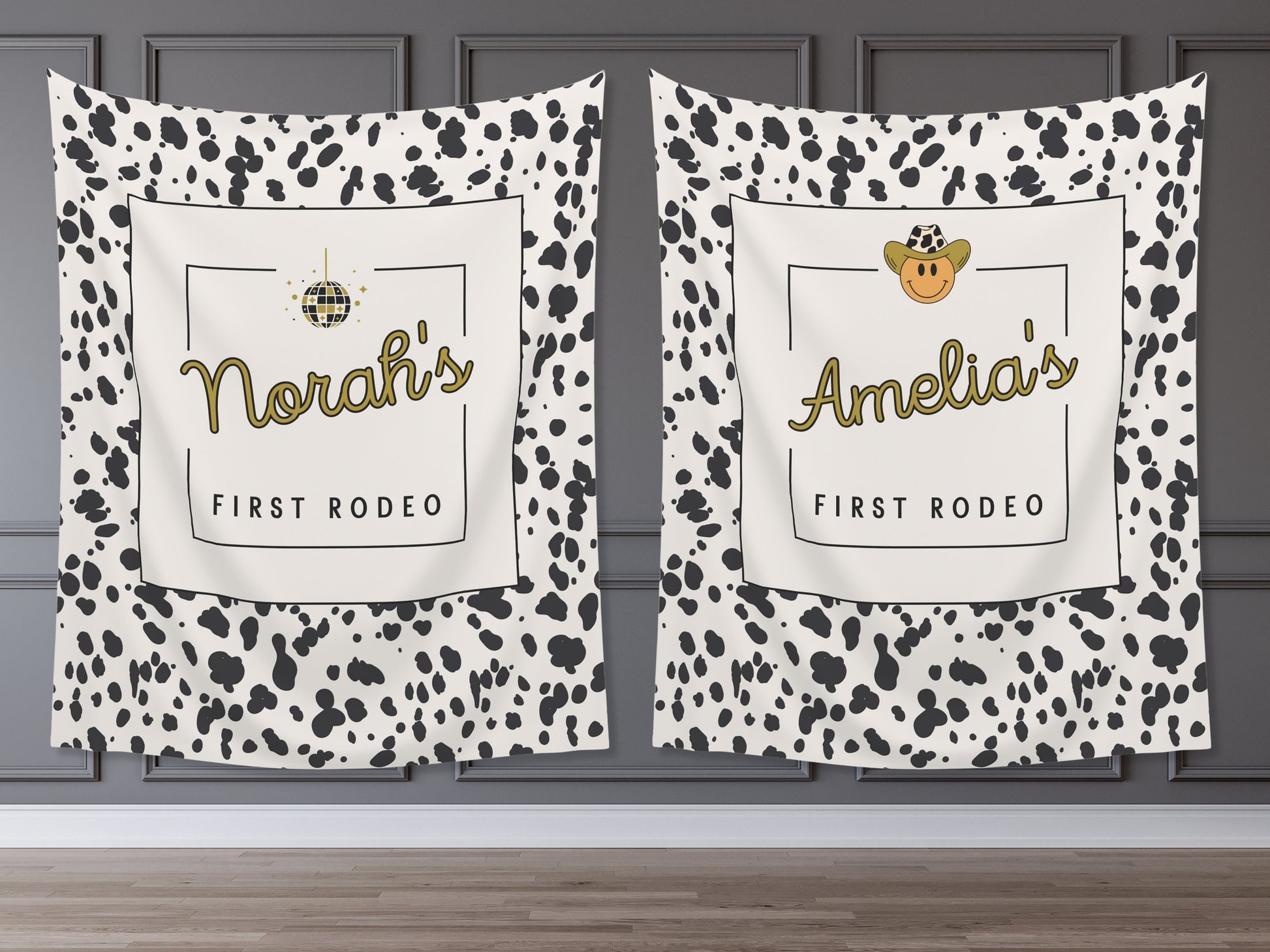 First Rodeo Customizable 1st Birthday Backdrop | Cow Print Custom Farm or Barn Party Banner