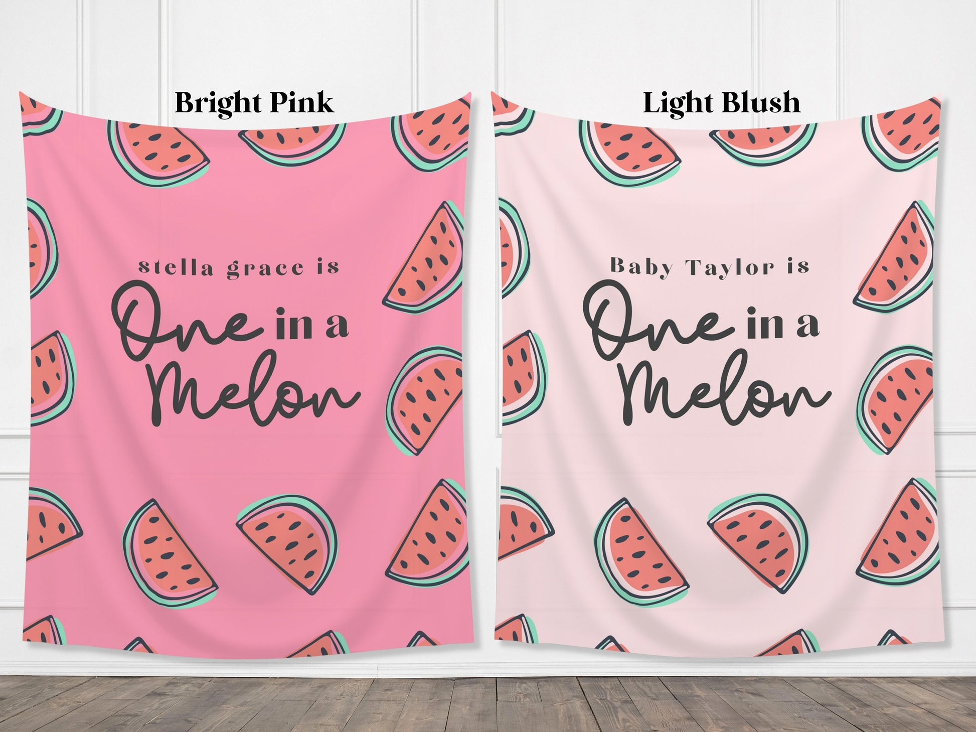 One in a Melon Summer Watermelon Customizable 1st Birthday Backdrop | Little Sweetie Custom Birthday Party or Baby Shower Banner