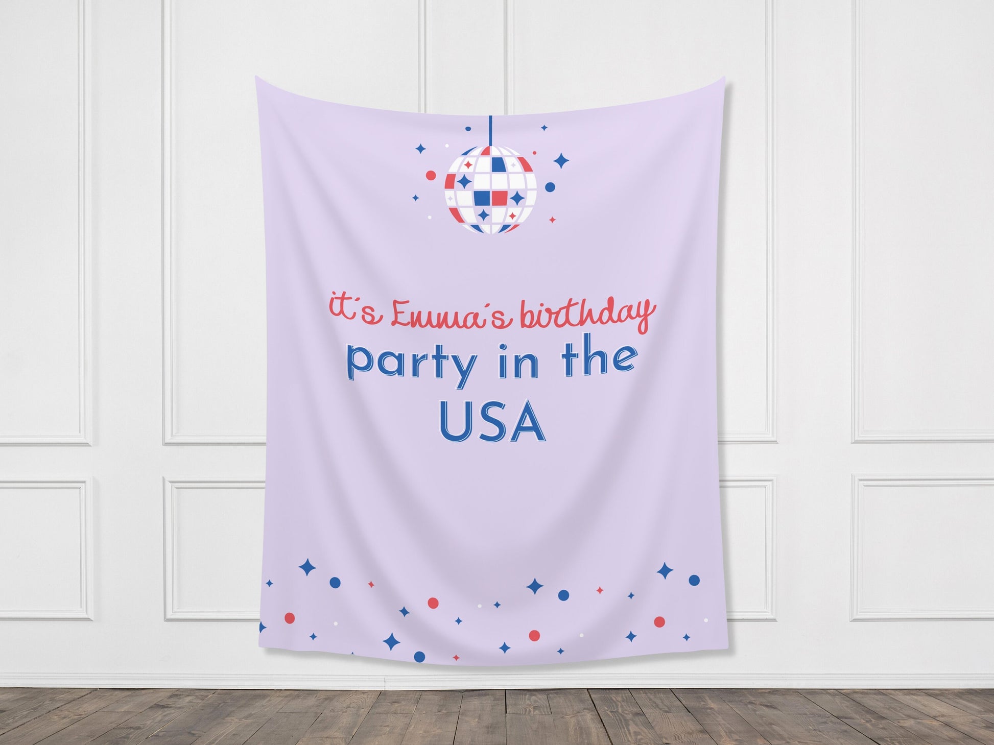 It's a Party in the USA Custom Text Party Backdrop | 4th of July Personalized Banner | Birthday, Bachelorette, 30th, Pool Party or BBQ Décor