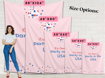 It's a Party in the USA Custom Text Party Backdrop | 4th of July Personalized Banner | Birthday, Bachelorette, 30th, Pool Party or BBQ Décor