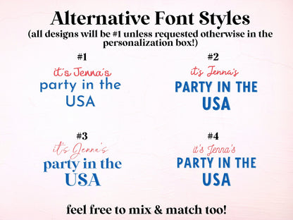 It's a Party in the USA Custom Text Party Backdrop | 4th of July Personalized Banner | Birthday, Bachelorette, 30th, Pool Party or BBQ Décor